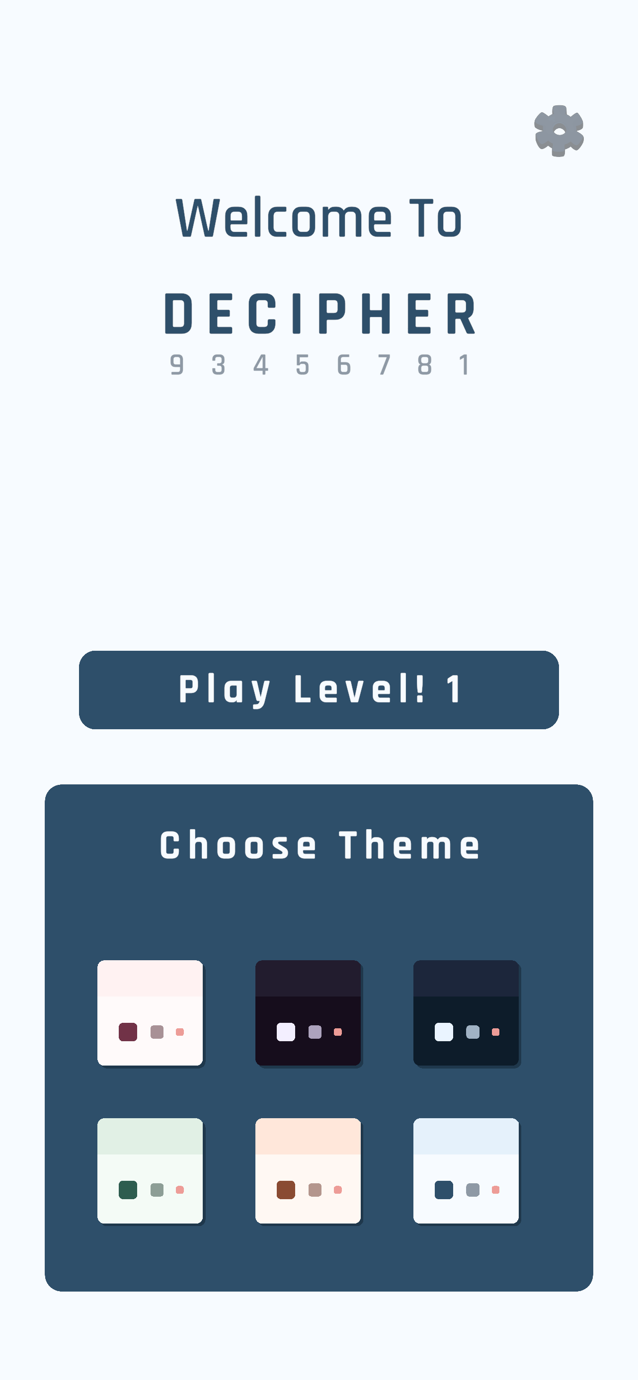 DeCipher Word Puzzle home screen